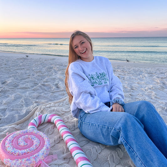Skating Christmas Trees Embroidered Crewneck