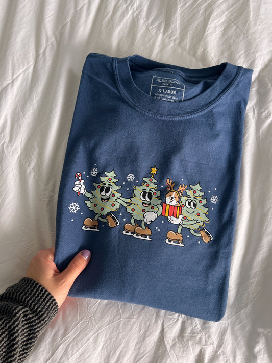 Skating Christmas Trees Long-Sleeve Tee
