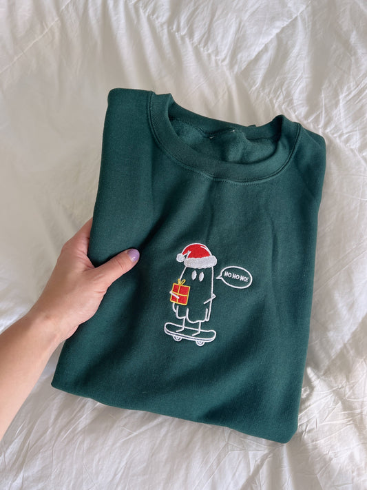 Albert the Festive Ghost Embroidered Crewneck