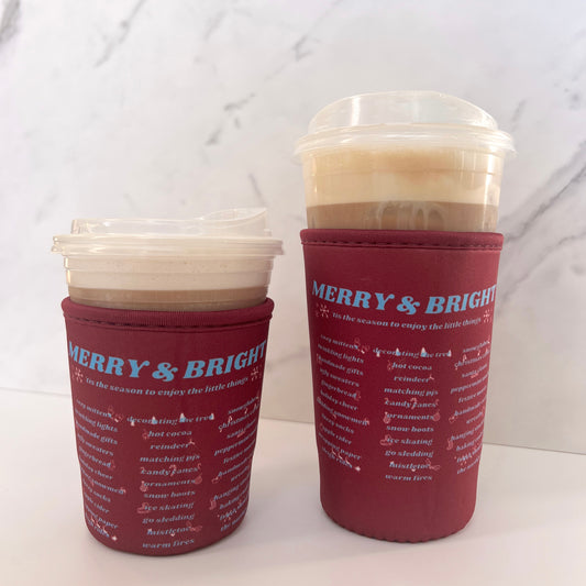 Merry & Bright Iced Coffee Coozie