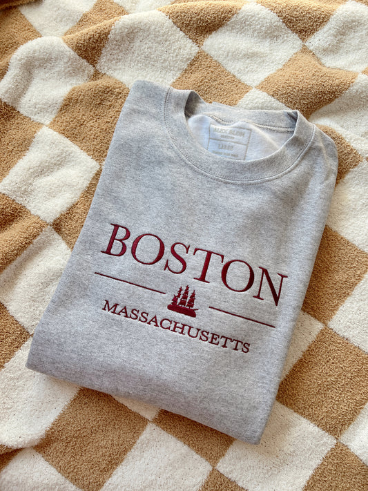 Boston Embroidered Crewneck