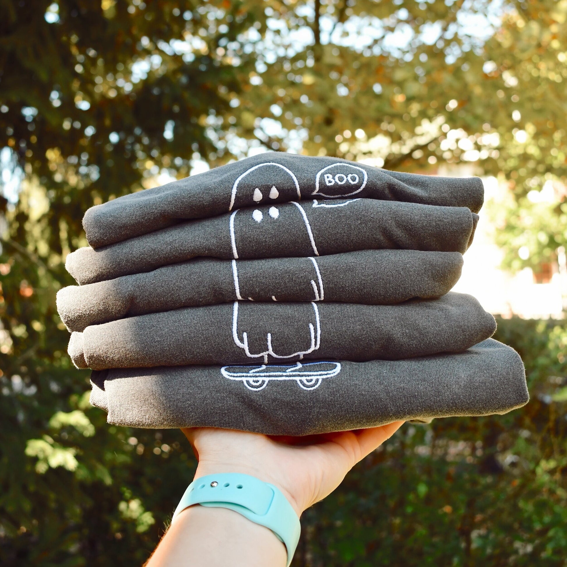 Albert the Skateboarding Ghost Embroidered Tee - Alex Blom Creates