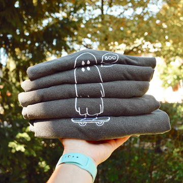 Albert the Skateboarding Ghost Embroidered Tee - Alex Blom Creates